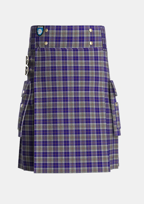 Utility_Hanna_of_Stirlingshire_Tartan_5150_kilt_front_image_with_pleated_design_and_adjustable_buckles_for_men
