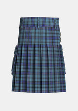 Utility_Hannay_Blue_Tartan_6509_kilt_back_image_with_pleated_design_and_adjustable_buckles_for_men
