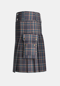 Utility_Harris_Mist_tartan_13674_kilt_left_image_with_pleated_design_and_adjustable_buckles_for_men