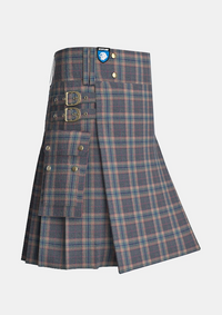 Utility_Harris_Mist_tartan_13674_kilt_side_image_with_pleated_design_and_adjustable_buckles_for_men