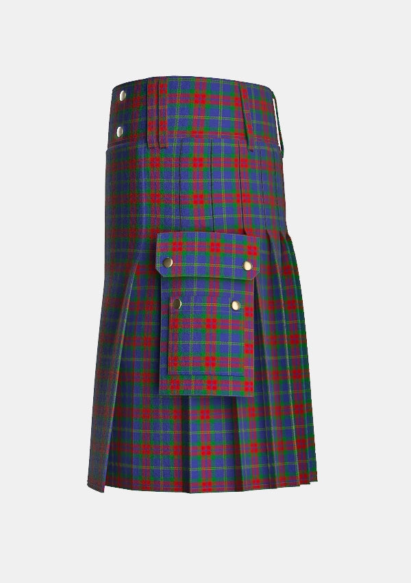 Utility_Harvey_Tartan_6848_kilt_left_image_with_pleated_design_and_adjustable_buckles_for_men