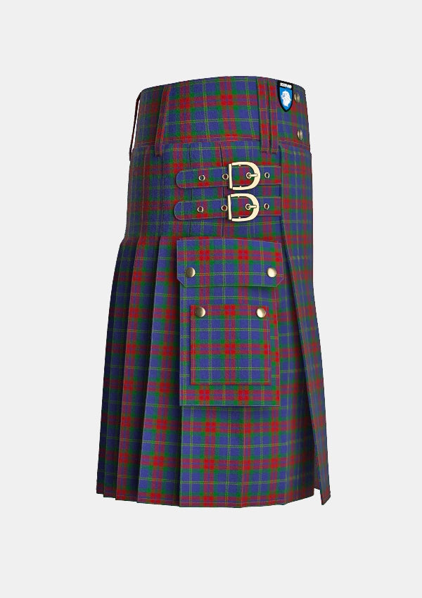 Utility_Harvey_Tartan_6848_kilt_right_image_with_pleated_design_and_adjustable_buckles_for_men