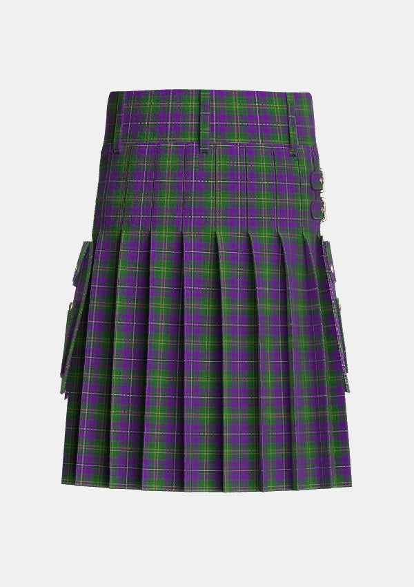 Utility_Hay_of_Megginch_Tartan_13994_kilt_back_image_with_pleated_design_and_adjustable_buckles_for_men