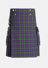 Utility_Hay_of_Megginch_Tartan_13994_kilt_front_image_with_pleated_design_and_adjustable_buckles_for_men