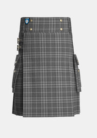 Utility_Hebridean_Granite_tartan_6821_kilt_front_image_with_pleated_design_and_adjustable_buckles_for_men