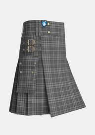 Utility_Hebridean_Granite_tartan_6821_kilt_side_image_with_pleated_design_and_adjustable_buckles_for_men