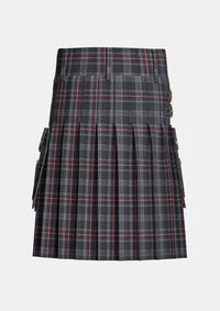 Utility_Hebridean_Heather_tartan_kilt_back_image_with_pleated_design_and_adjustable_buckles_for_men