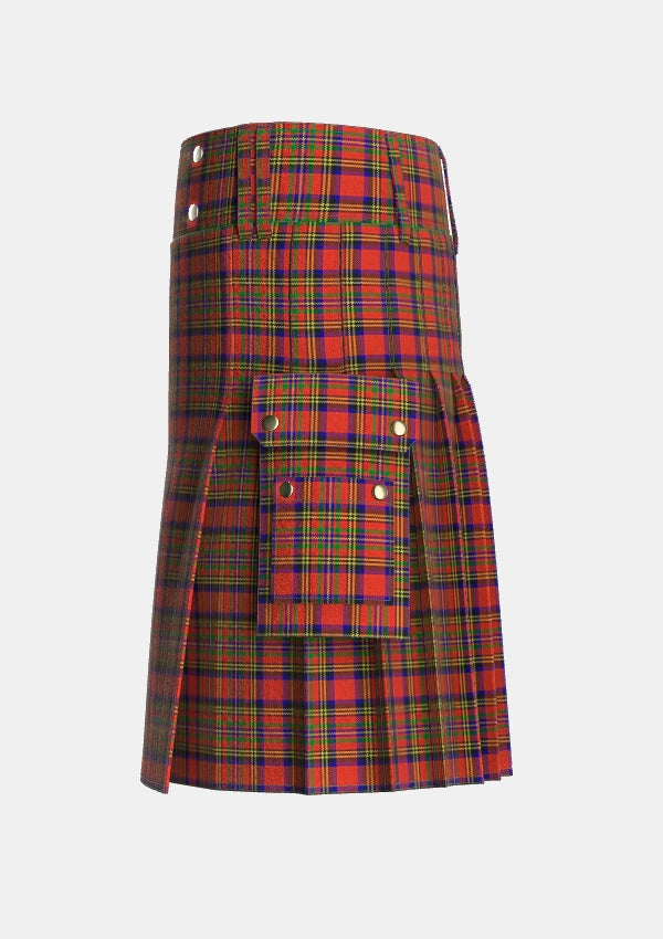 Utility_Hepburn_2_Tartan_1381_kilt_left_image_with_pleated_design_and_adjustable_buckles_for_men