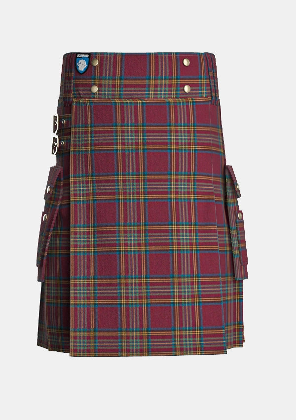 Utility_Hepburn_tartan_1381_kilt_front_image_with_pleated_design_and_adjustable_buckles_for_men