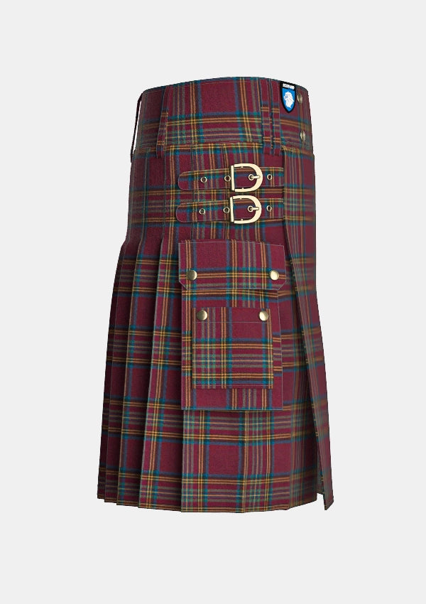Utility_Hepburn_tartan_1381_kilt_right_image_with_pleated_design_and_adjustable_buckles_for_men