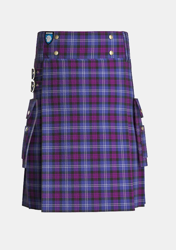 Utility_Heritage_of_Scotland_tartan_7300_kilt_front_image_with_pleated_design_and_adjustable_buckles_for_men