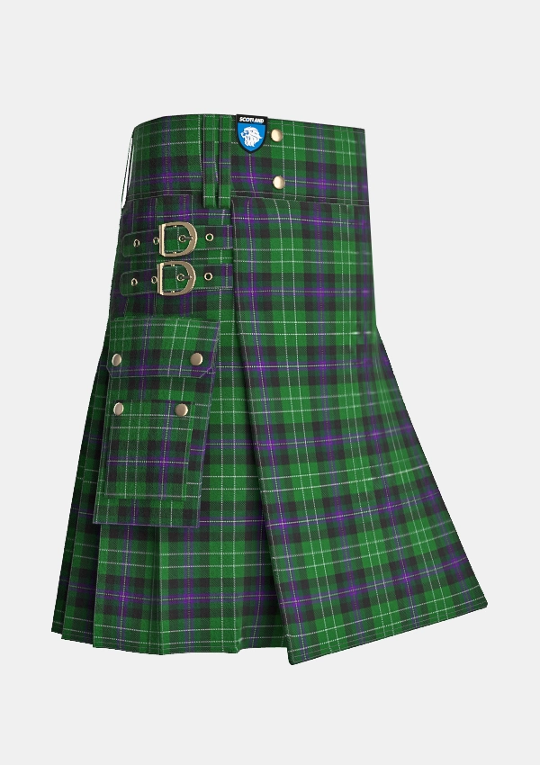 Utility_Hibernian_Football_Club_Tartan_2559_kilt_side_image_with_pleated_design_and_adjustable_buckles_for_men