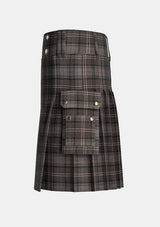 Utility_Highland_Granite_tartan_6499_kilt_left_image_with_pleated_design_and_adjustable_buckles_for_men