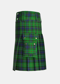 Utility_Hislop_Hunting_Tartan_3847_kilt_left_image_with_pleated_design_and_adjustable_buckles_for_men