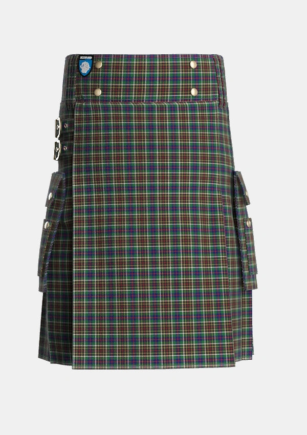 Utility_Hislop_Hyslop_Hunting_2_Tartan_2135_kilt_front_image_with_pleated_design_and_adjustable_buckles_for_men