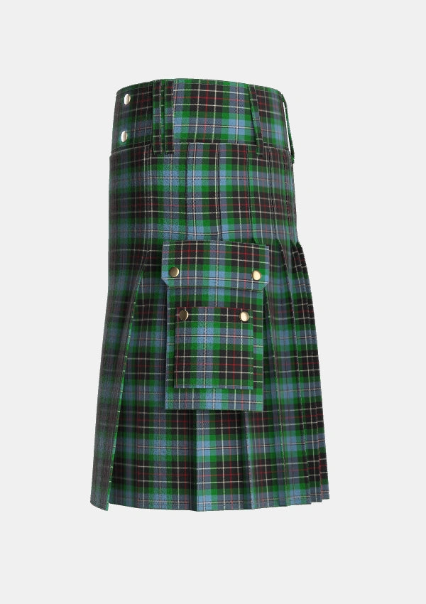 Utility_Hislop_Hyslop_Hunting_Tartan_2137_kilt_left_image_with_pleated_design_and_adjustable_buckles_for_men