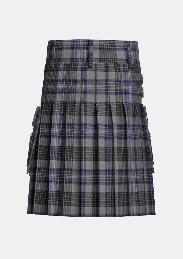 Utility_Hood_Tartan_6480_kilt_back_image_with_pleated_design_and_adjustable_buckles_for_men