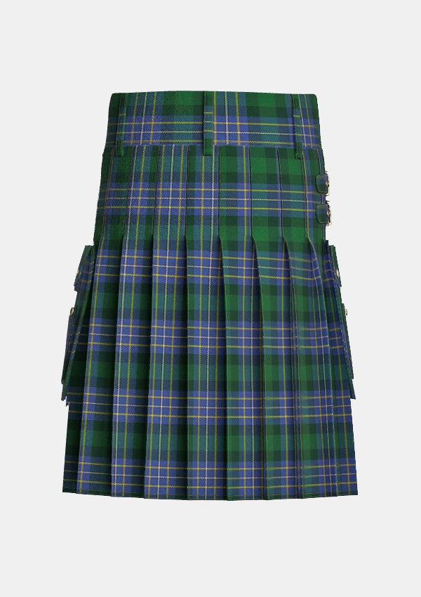 Utility_Hughes_tartan_2599_kilt_back_image_with_pleated_design_and_adjustable_buckles_for_men