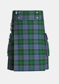 Utility_Hughes_tartan_2599_kilt_front_image_with_pleated_design_and_adjustable_buckles_for_men