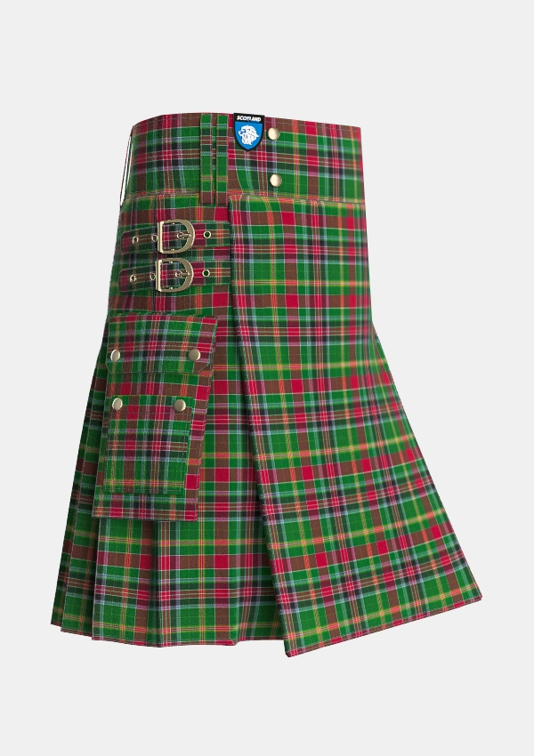 Utility_Hunter_Wilsons_Tartan_1866_kilt_side_image_with_pleated_design_and_adjustable_buckles_for_men