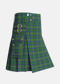 Utility_Hunter_of_Hunterston_Tartan_719_kilt_side_image_with_pleated_design_and_adjustable_buckles_for_men