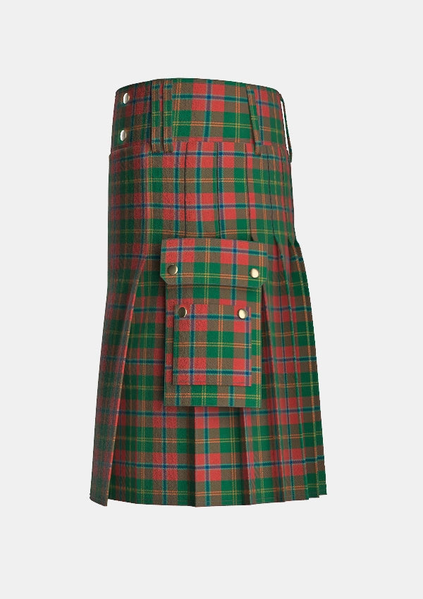 Utility_Hutcheson_Tartan_3808_kilt_left_image_with_pleated_design_and_adjustable_buckles_for_men