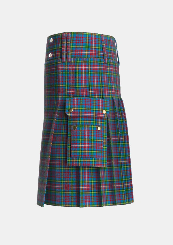 Utility_Hyndman_Tartan_2134_kilt_left_image_with_pleated_design_and_adjustable_buckles_for_men