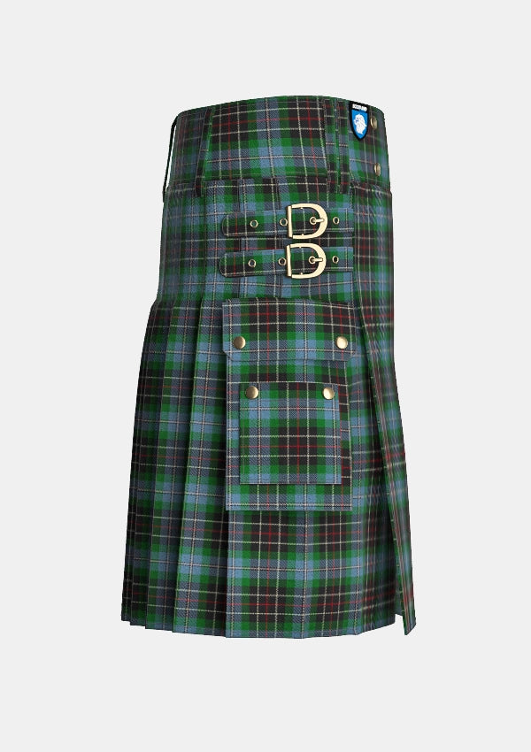 Utility_Hyslop_Hunting_Tartan_2137_kilt_right_image_with_pleated_design_and_adjustable_buckles_for_men