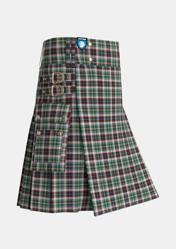 Utility_Innes_Dress_Tartan_360_kilt_side_image_with_pleated_design_and_adjustable_buckles_for_men