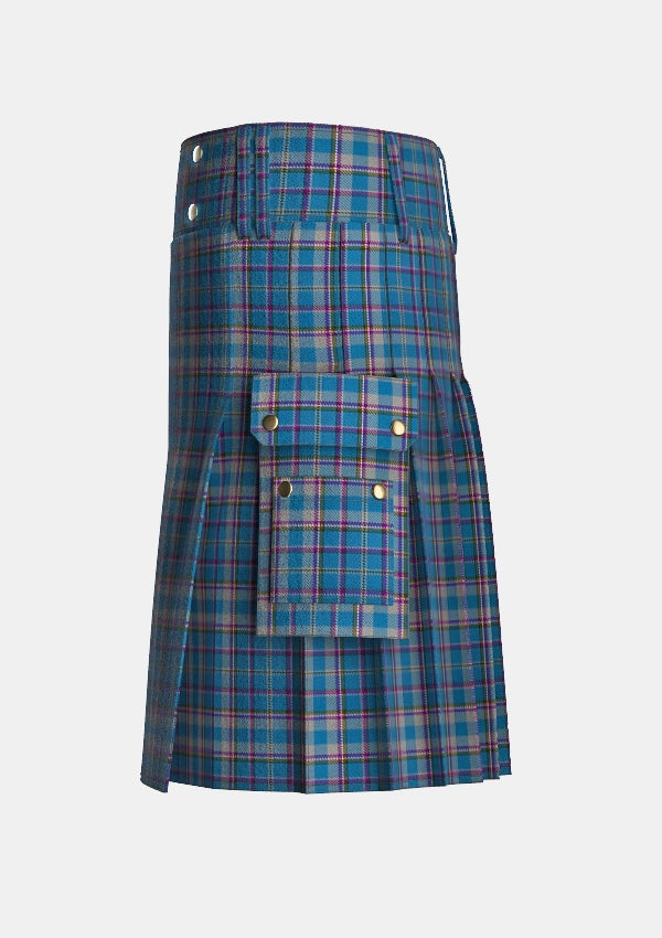 Utility_International_Weavers_Tartan_13739_kilt_left_image_with_pleated_design_and_adjustable_buckles_for_men