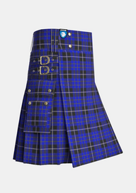 Utility_Island_of_Barbados_Tartan_12888_kilt_side_image_with_pleated_design_and_adjustable_buckles_for_men