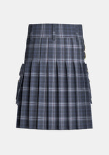 Utility_Islay_Mist_tartan_12611_kilt_back_image_with_pleated_design_and_adjustable_buckles_for_men