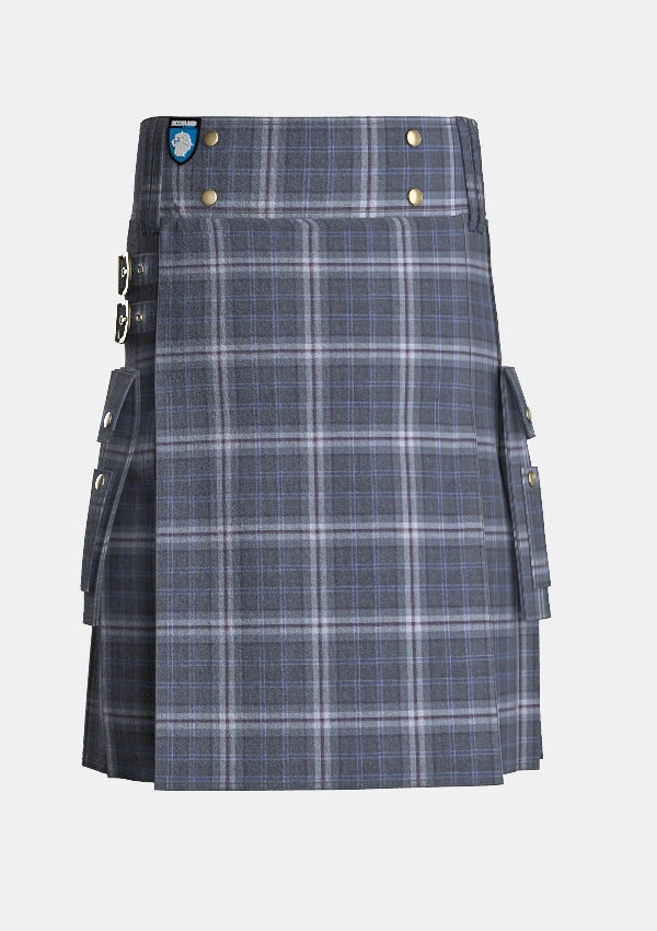Utility_Islay_Mist_tartan_12611_kilt_front_image_with_pleated_design_and_adjustable_buckles_for_men