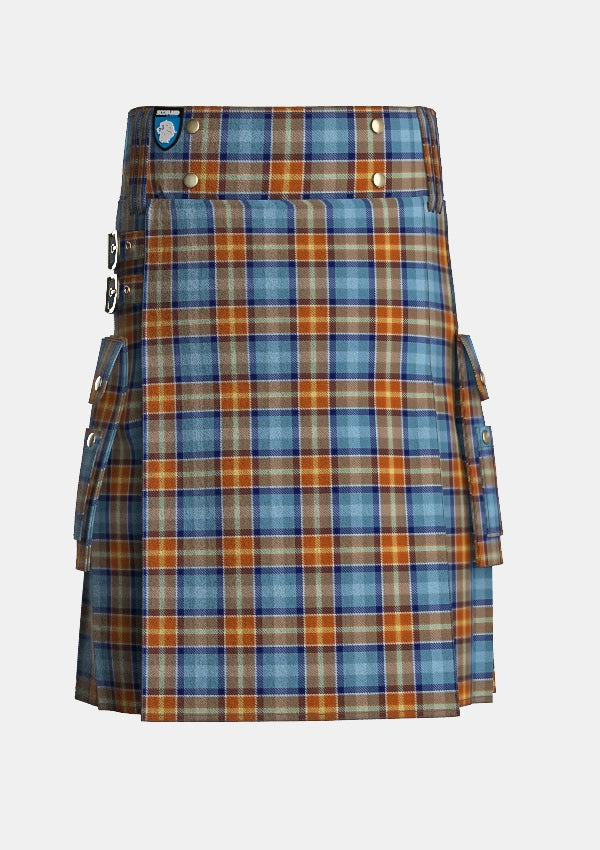 Utility_Isle_of_Jura_Tartan_11250_kilt_front_image_with_pleated_design_and_adjustable_buckles_for_men