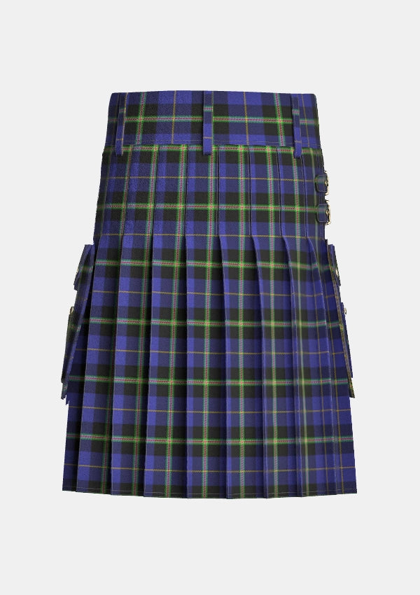 Utility_Italian_National_tartan_6315_kilt_back_image_with_pleated_design_and_adjustable_buckles_for_men