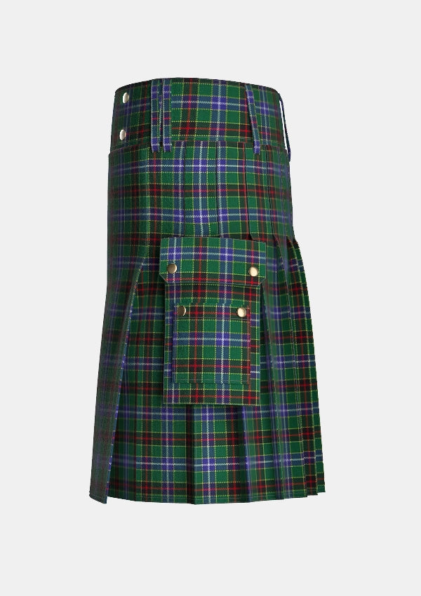 Utility_James_Tartan_2456_kilt_left_image_with_pleated_design_and_adjustable_buckles_for_men