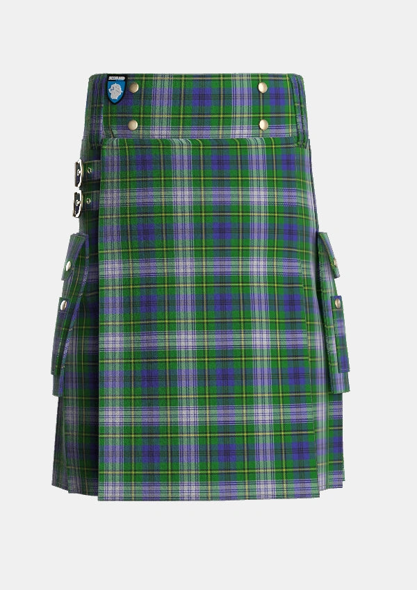 Utility_Johnston_Dress_Dalgleish_Tartan_5308_kilt_front_image_with_pleated_design_and_adjustable_buckles_for_men