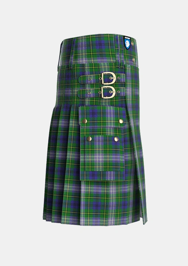 Utility_Johnston_Dress_Dalgleish_Tartan_5308_kilt_right_image_with_pleated_design_and_adjustable_buckles_for_men