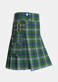 Utility_Johnston_Dress_Dalgleish_Tartan_5308_kilt_side_image_with_pleated_design_and_adjustable_buckles_for_men