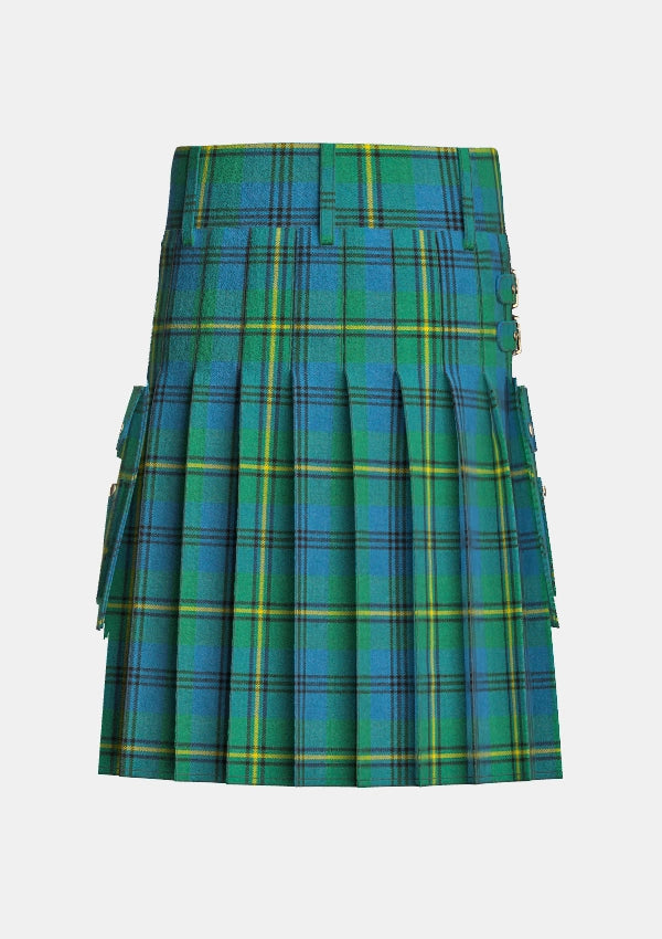 Utility_Johnstone_Ancient_Tartan_kilt_back_image_with_pleated_design_and_adjustable_buckles_for_men