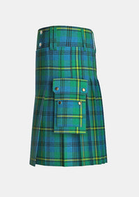 Utility_Johnstone_Ancient_Tartan_kilt_left_image_with_pleated_design_and_adjustable_buckles_for_men