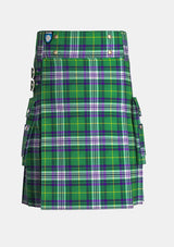 Utility_Jones_Welsh_Tartan_kilt_front_image_with_pleated_design_and_adjustable_buckles_for_men