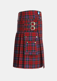 Utility_Kelly_of_Sleat_Red_Tartan_3845_kilt_right_image_with_pleated_design_and_adjustable_buckles_for_men