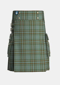 Utility_Kelly_tartan_6394_kilt_front_image_with_pleated_design_and_adjustable_buckles_for_men