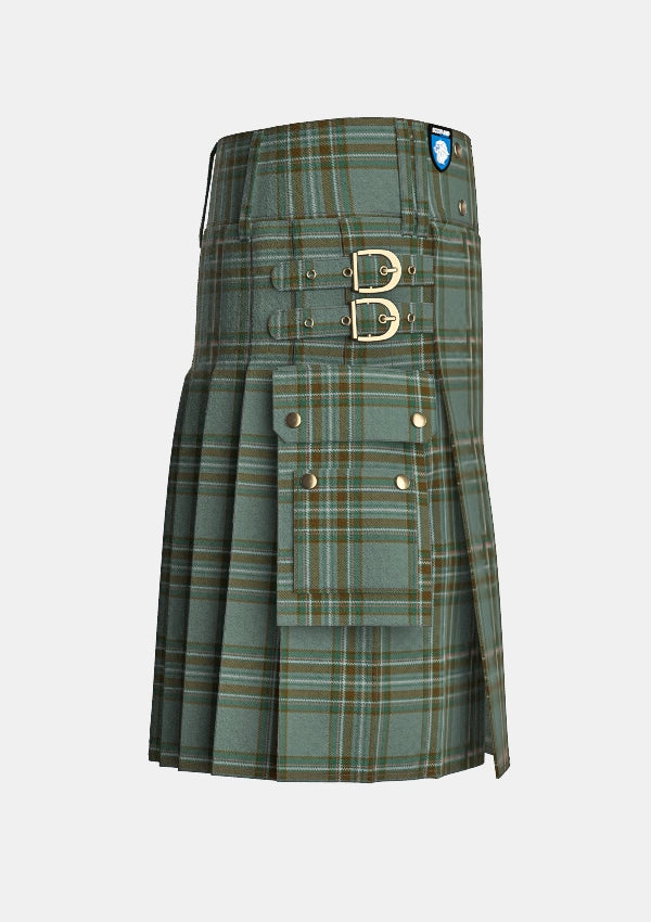 Utility_Kelly_tartan_6394_kilt_right_image_with_pleated_design_and_adjustable_buckles_for_men