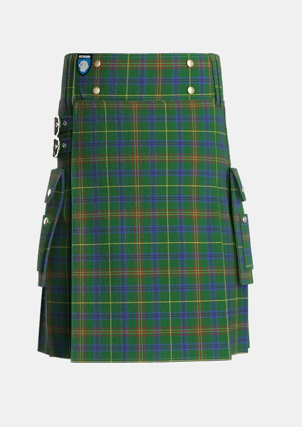 Utility_Kennedy_Two_Tartan_1560_kilt_front_image_with_pleated_design_and_adjustable_buckles_for_men