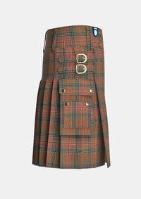 Utility_Kennedy_Weathered_Tartan_kilt_right_image_with_pleated_design_and_adjustable_buckles_for_men