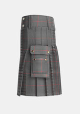 Utility_Kerr_Shepherds_Plaid_Tartan_3936_kilt_left_image_with_pleated_design_and_adjustable_buckles_for_men