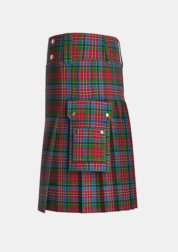 Utility_Kidd_tartan_1409_kilt_left_image_with_pleated_design_and_adjustable_buckles_for_men