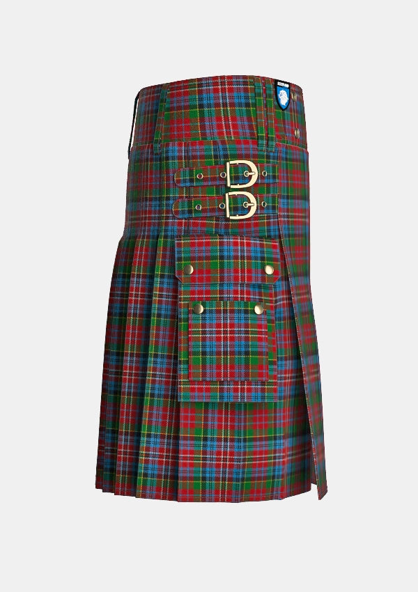 Utility_Kidd_tartan_1409_kilt_right_image_with_pleated_design_and_adjustable_buckles_for_men